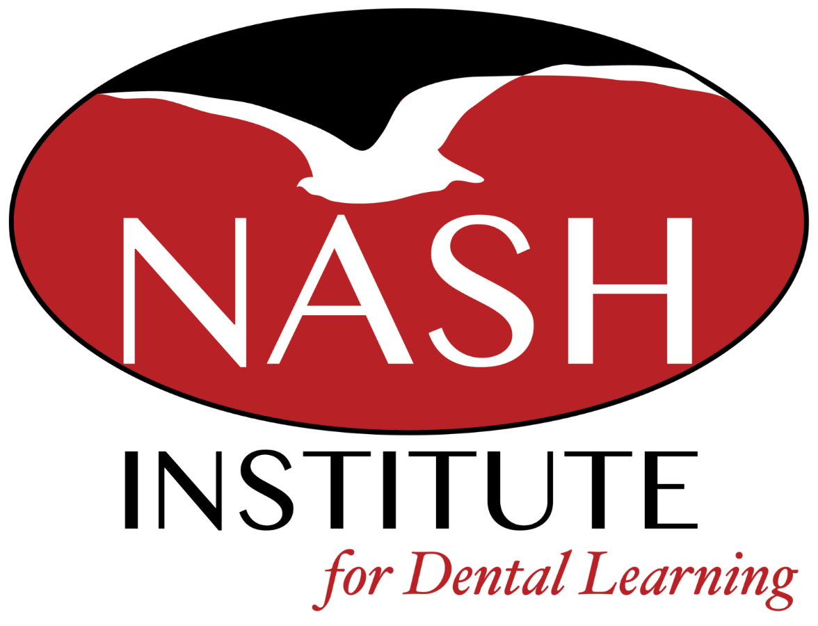 The image features a logo with text that reads  NASH INSTITUTE FOR DENTAL LEARNING  and includes a graphic of a stylized bird above the words, suggesting an educational institution focused on dental education.